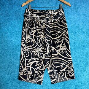 Vintage Silk Sean Skirt by Sean Combs Black Floral Preppy White Sz 2